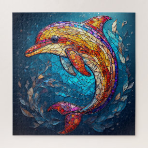 Delfin im aufwendigen Stil der Glasmalerei Puzzle