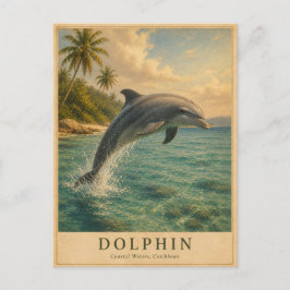 Delfin Karibische Gewässer VINTAGE Postkarte