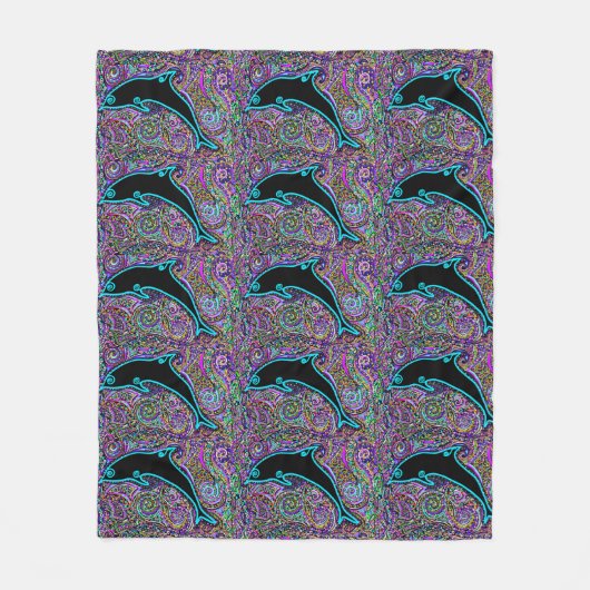 Delfin-Kunst-Design Fleecedecke (Vorderseite)