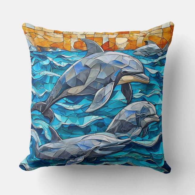 Delfin-Kunst Kissen (Vorderseite)