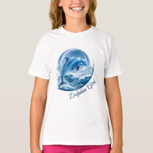 Delfin-Mädchen Ozeanliebhaber Grafik T-Shirt