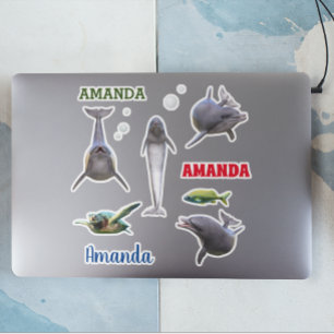 Delfin Meer Lebens Set Name Monogramm Aufkleber
