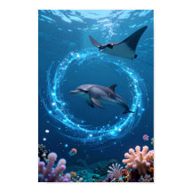 Delfin-Meer-Plakat – Magische Ozean-Ästhetik-Wand 