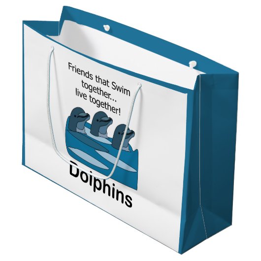 Delfin-Meeres-Säugetier-Freundschaft Große Geschenktüte (Vorderseite Schrägansicht)