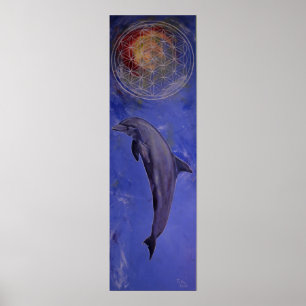 Delfin mit Blume Poster