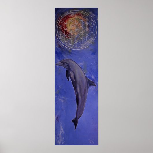 Delfin mit Blume Poster (Vorne)