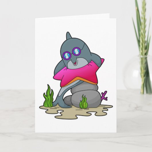 Delfin mit Brille Karte (Vorderseite)