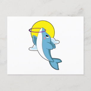 Delfin mit Fitnesreifen Postkarte