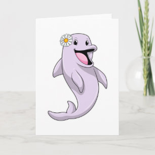 Delfin mit Gänseblümchen Karte