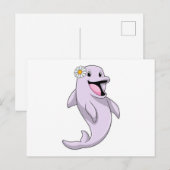Delfin mit Gänseblümchen Postkarte (Vorne/Hinten)
