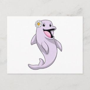 Delfin mit Gänseblümchen Postkarte