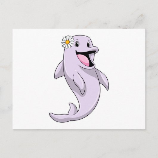 Delfin mit Gänseblümchen Postkarte (Vorderseite)