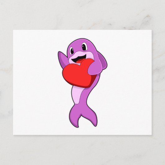 Delfin mit Herz Postkarte (Vorderseite)