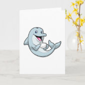 Delfin mit Kaffeetasse Karte (Gelbe Blume)