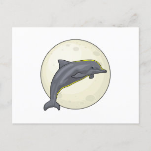 Delfin mit Mond Postkarte