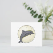 Delfin mit Mond Postkarte (Stehend Vorderseite)