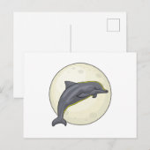 Delfin mit Mond Postkarte (Vorne/Hinten)