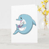 Delfin mit Perle Karte (Gelbe Blume)