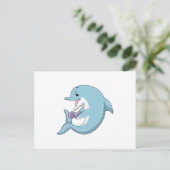 Delfin mit Perle Postkarte (Stehend Vorderseite)