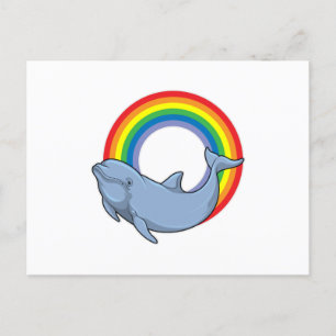 Delfin mit Regenbogen Postkarte