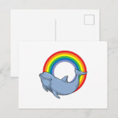 Delfin mit Regenbogen Postkarte (Vorne/Hinten)