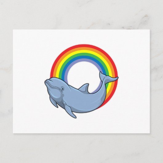Delfin mit Regenbogen Postkarte (Vorderseite)