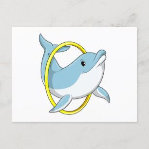 Delfin mit Ring Postkarte