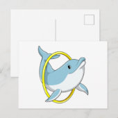 Delfin mit Ring Postkarte (Vorne/Hinten)