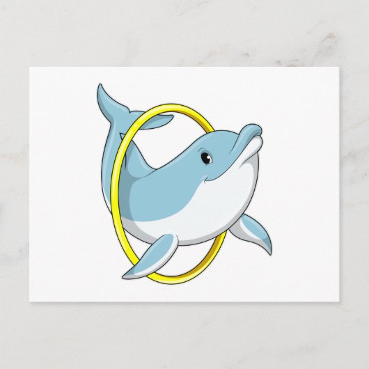 Delfin mit Ring Postkarte (Vorderseite)