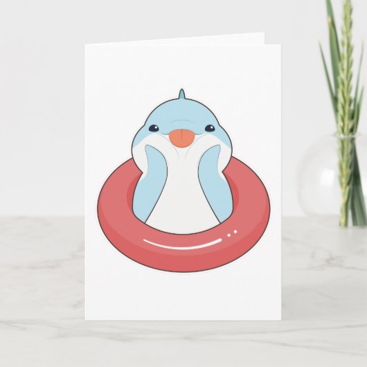 Delfin mit Schwimmring Karte (Vorderseite)