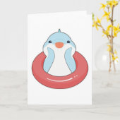 Delfin mit Schwimmring Karte (Gelbe Blume)
