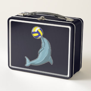 Delfin mit Volleyball Metall Brotdose
