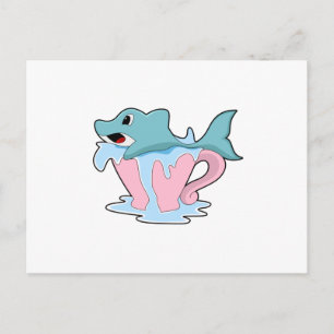 Delfin mit Wasserglas.PNG Postkarte