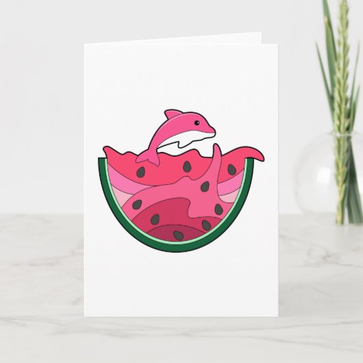 Delfin mit Wassermelone Karte (Vorderseite)