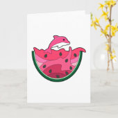 Delfin mit Wassermelone Karte (Gelbe Blume)
