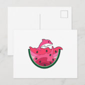 Delfin mit Wassermelone Postkarte (Vorne/Hinten)