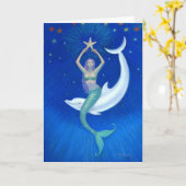 Delfin-Mond-Meerjungfrau Karte (Gelbe Blume)