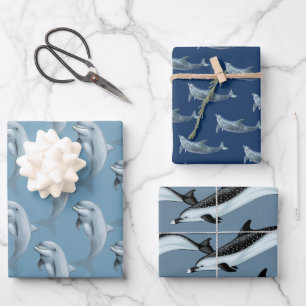 Delfin-Muster Blau-Geschenkpapier Geschenkpapier Set