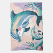 Delfin-Mutter und Baby Geschirrtuch (Vertikal)