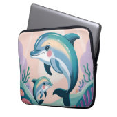 Delfin-Mutter und Baby Laptopschutzhülle (Vorderseite Links)