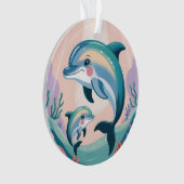 Delfin-Mutter und Baby Ornament (Vorderseite)