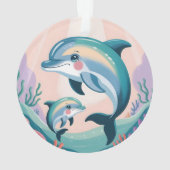 Delfin-Mutter und Baby Ornament (Rückseite)