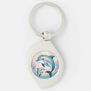 Delfin-Mutter und Baby Schlüsselanhänger