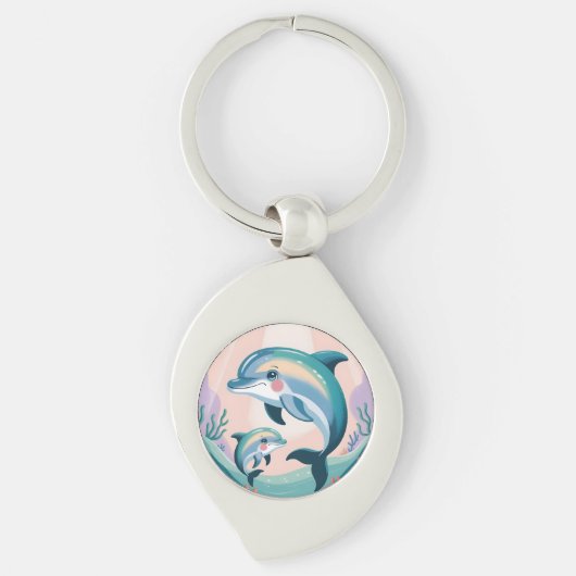 Delfin-Mutter und Baby Schlüsselanhänger (Vorderseite)