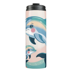 Delfin-Mutter und Baby Thermosbecher