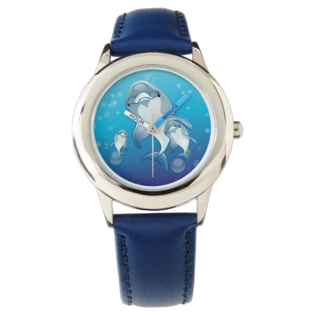 DELFIN. NIEDLICHE DOLPHINS-ILLUSTRATION ARMBANDUHR (Vorderseite)
