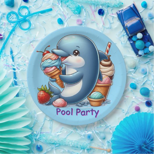 Delfin-Poolparty Pappteller (Party)