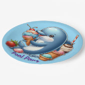 Delfin-Poolparty Pappteller (Schrägansicht)