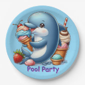 Delfin-Poolparty Pappteller (Vorderseite)