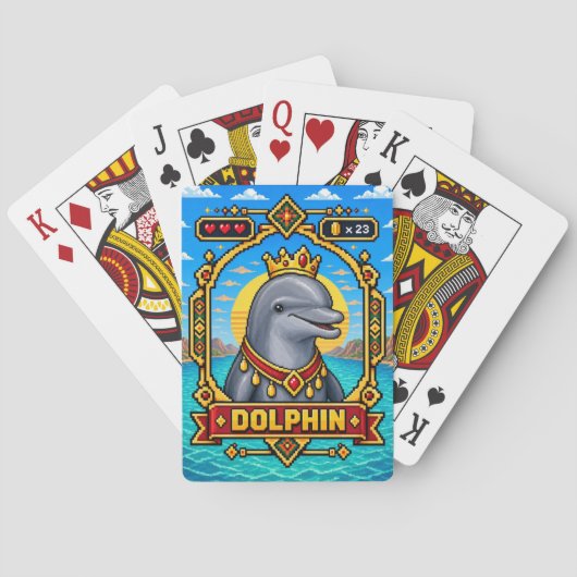 Delfin Retro 8-Bit Pixel Art Spielkarten (Rückseite)